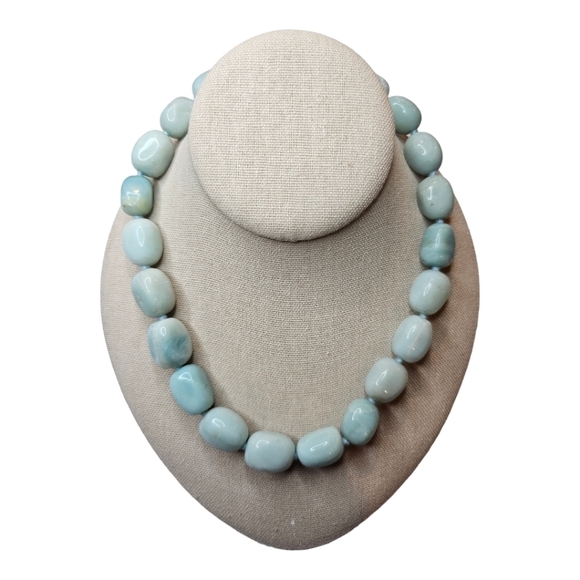Gold Stone Jewelers Semi-precious Blue Chalcedony Necklace Sterling Silv… - Picture 3 of 6